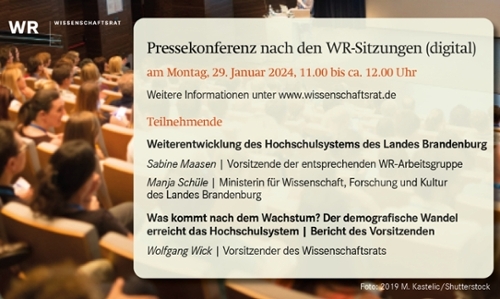 Pressekonferenz zur Weiterentwicklung des des Hochschulsystems des Landes Brandenburg / Rückläufige Zahl Studierender in Deutschland, 29. Januar 2024