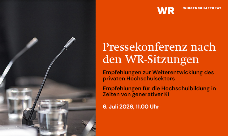 verweist auf: Einladung | Digitale Pressekonferenz nach den WR-Sitzungen Einladung zur digitalen Pressekonferenz nach den WR-Sommersitzungen 2026 (verweist auf: Einladung | Digitale Pressekonferenz nach den WR-Sitzungen)